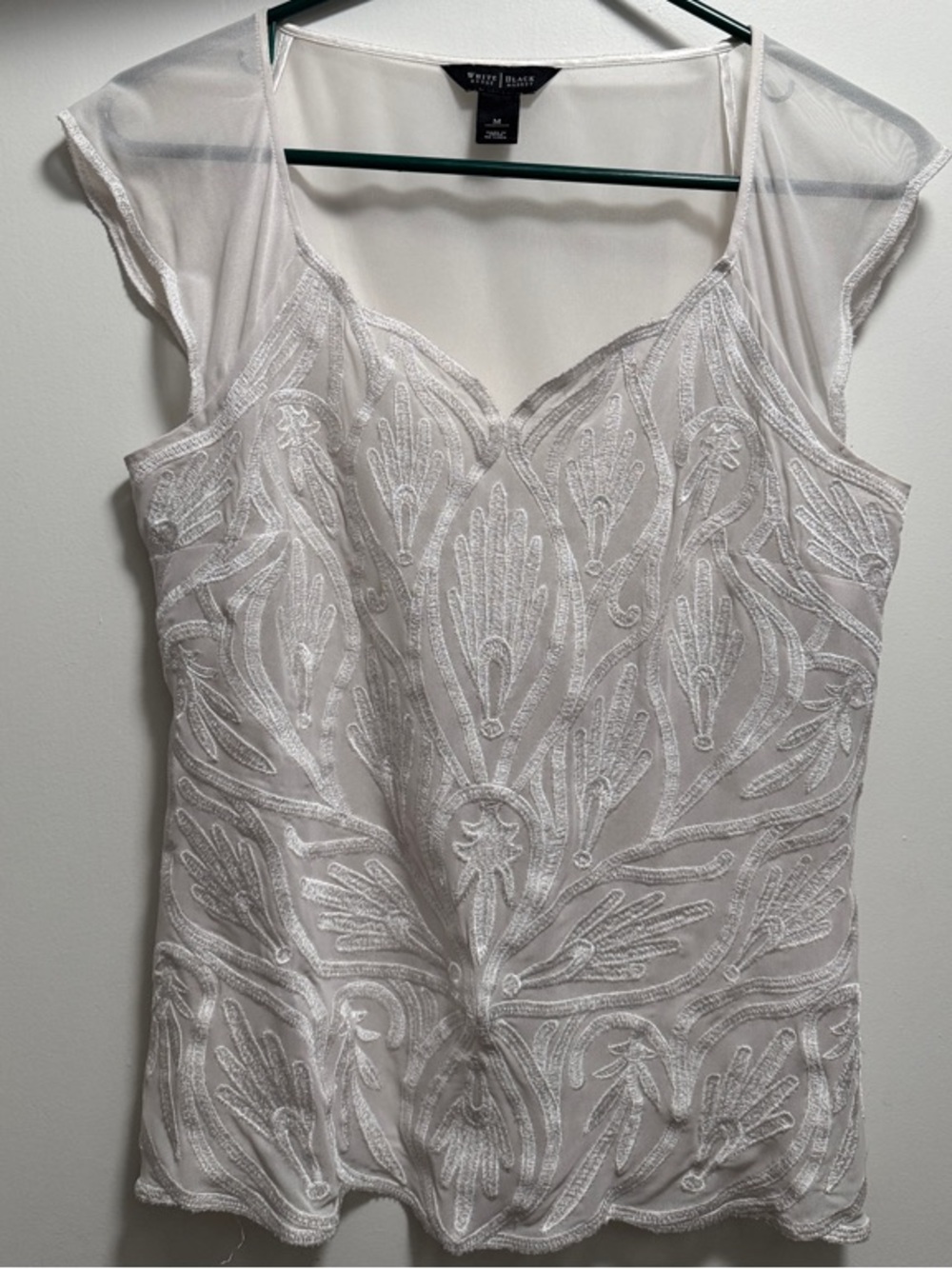 White House Black Market White Sheer Blouse